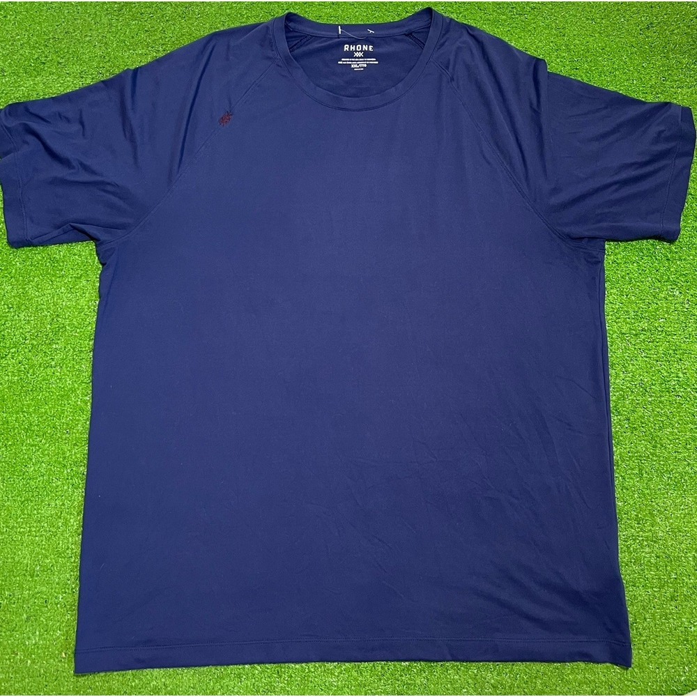 Rhone Performance Shirt 2xl Blue Crewneck Lightweight Stretch Short Sleeve‎ EUC